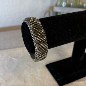 Anne Klein Basket Weave Women’s Textured Bangle Bracelet, Silver Antique Look.